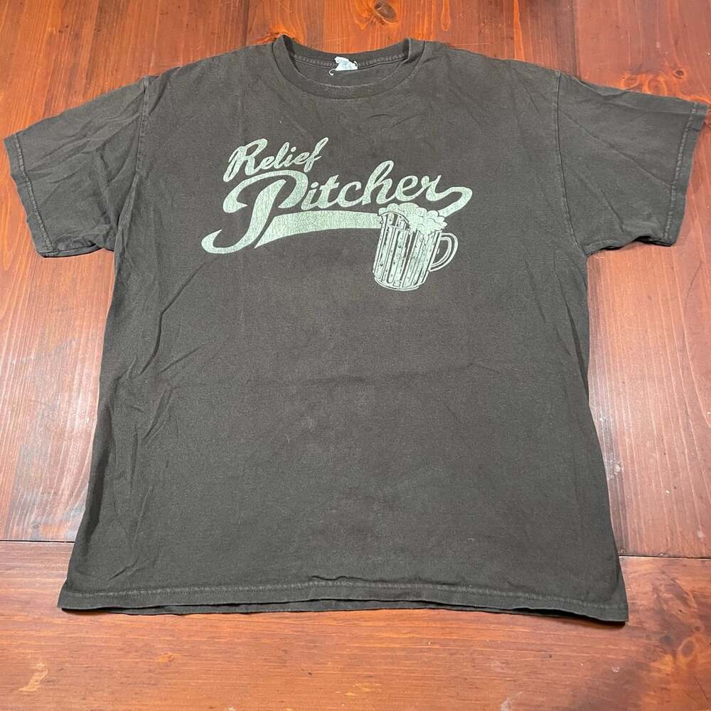 Alstyle Apparel & Activewear Relief Pitcher Size L Brown T-Shirt